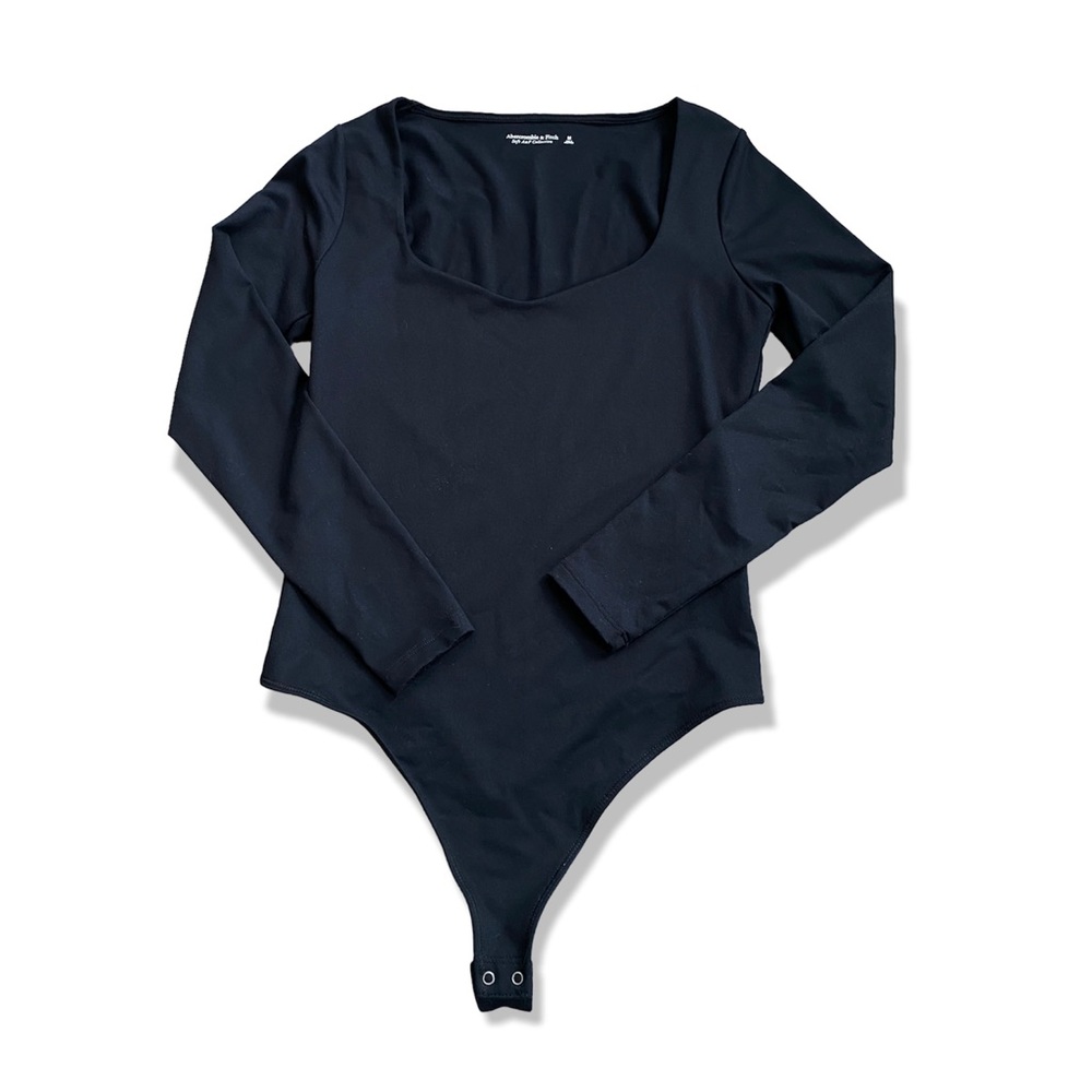 Women's Abercrombie & Fitch BLACK Long-Sleeve Double-Layered Seamless Bodysuit